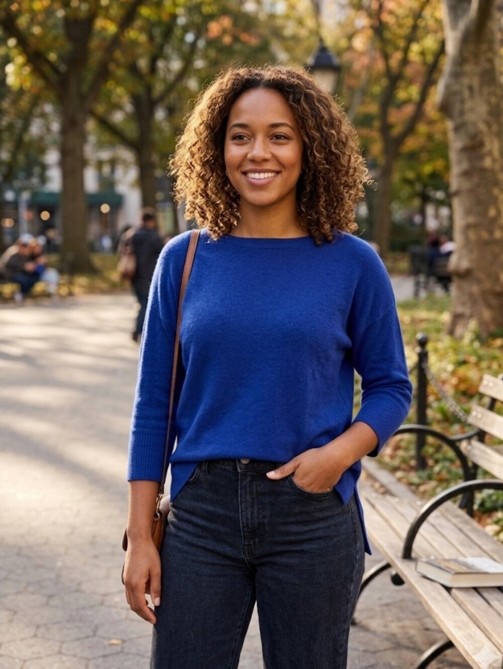 Max Studio Women's Royal Blue 100% Extra Fine Merino Wool  Sweater Size L